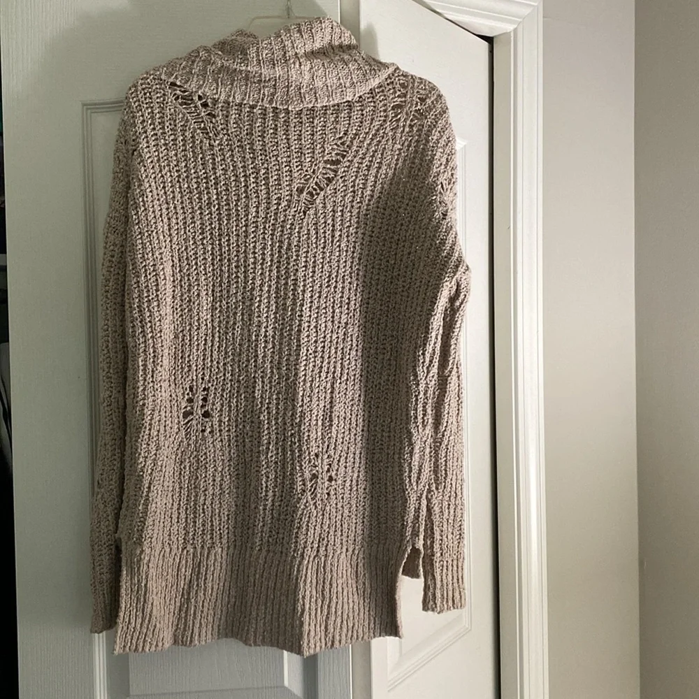 Express Beige Distressed Sweater - Picture 2 of 5